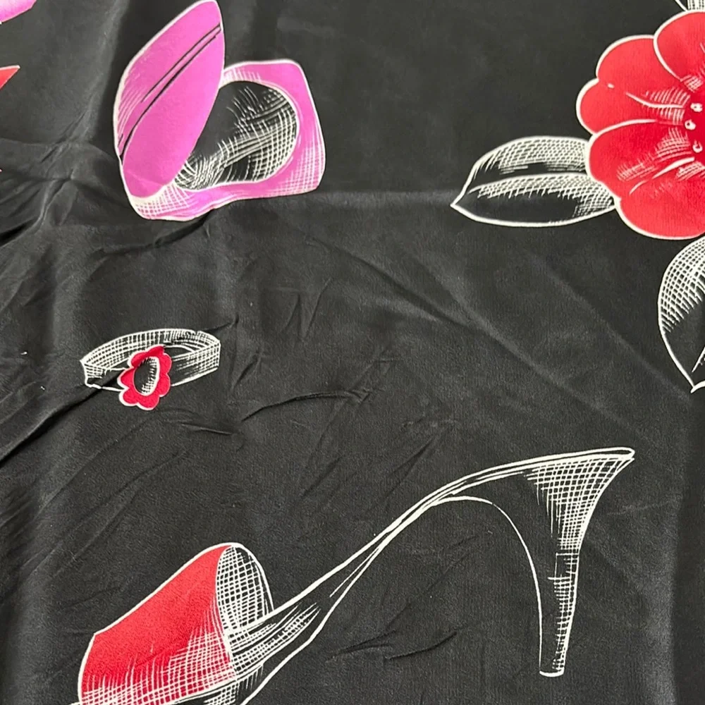 Chic Black Scarf with Red and Pink Accents